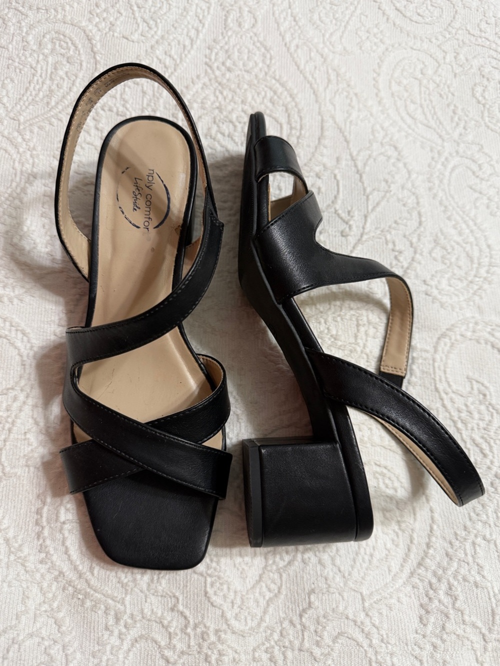 LifeStride Black Crisscross Slingback 2” Heels Size 7.5M